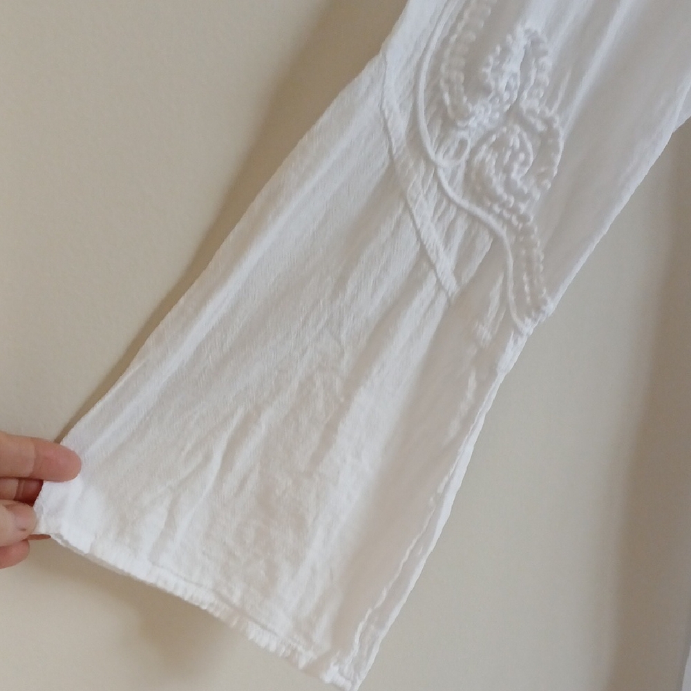 Soft Surroundings White Embroidered Boho Tunic Top/Swimsuit cover-up Large - Picture 5 of 16